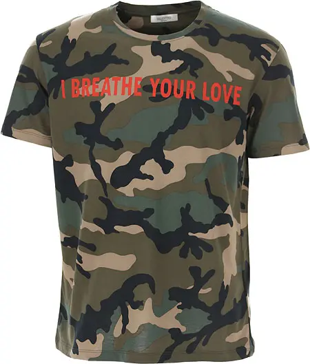 Second image of Valentino - Breathe Your Love Camouflage Cotton T-Shirt
